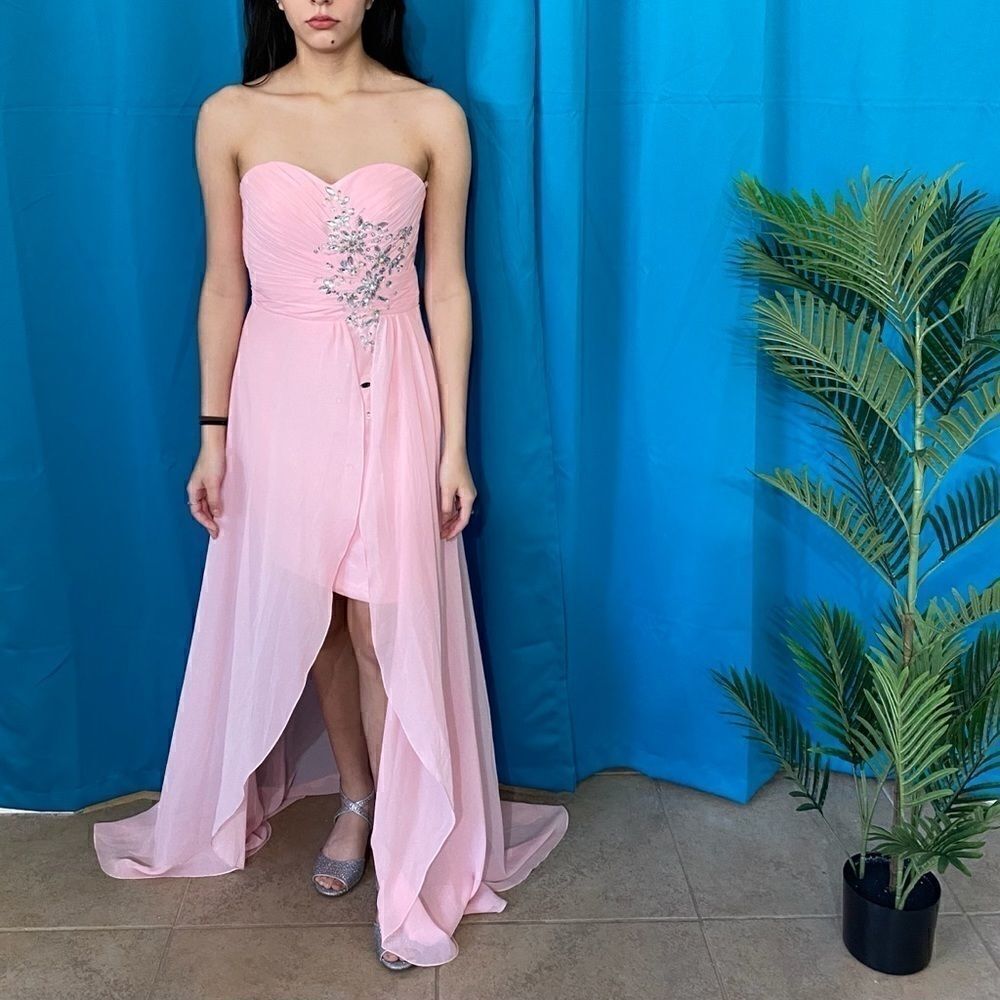 Formal light pink dress with stones